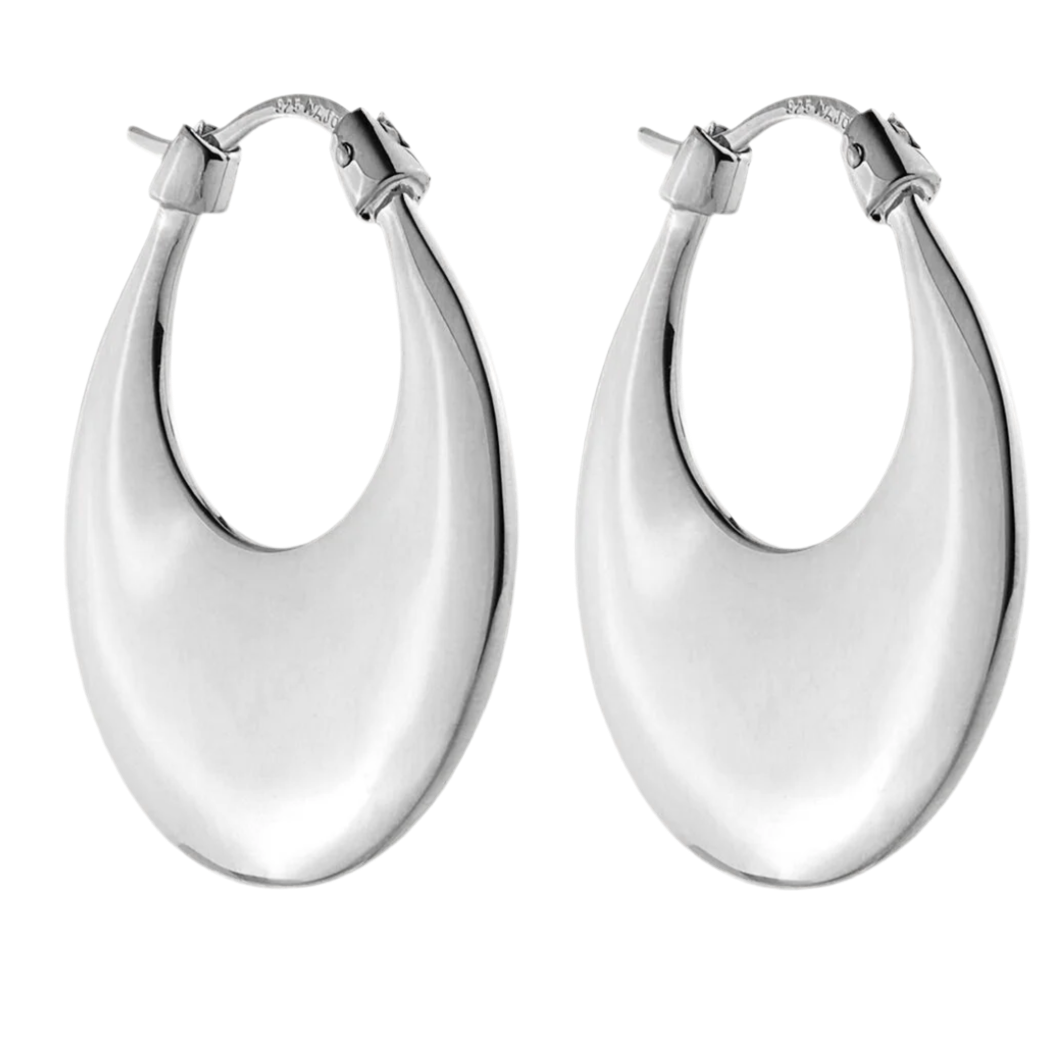 CRESENCE HOOP EARRINGS (STERLING SILVER)