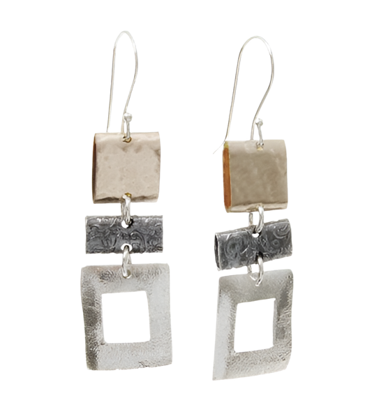 HANDMADE THREE TONE SQUARE DROP HOOKS