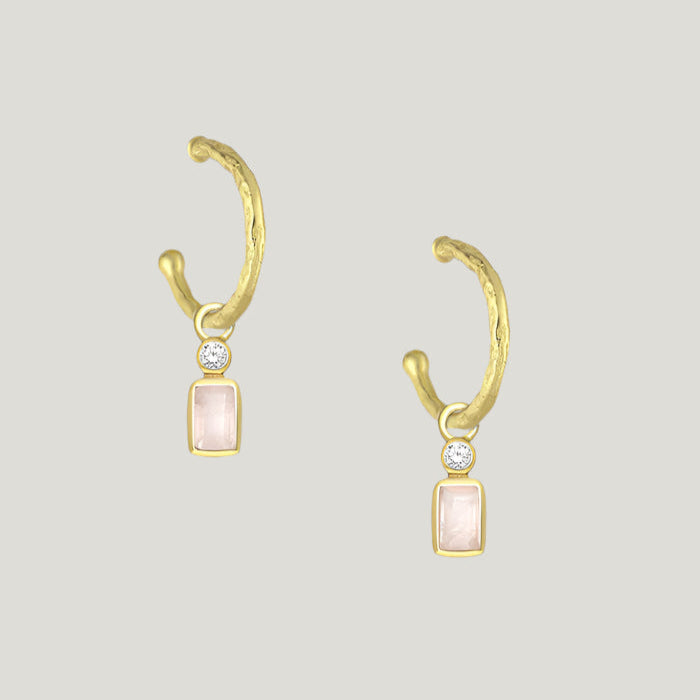DELICATE ROZE QUARTZ AND CZ HOOPS