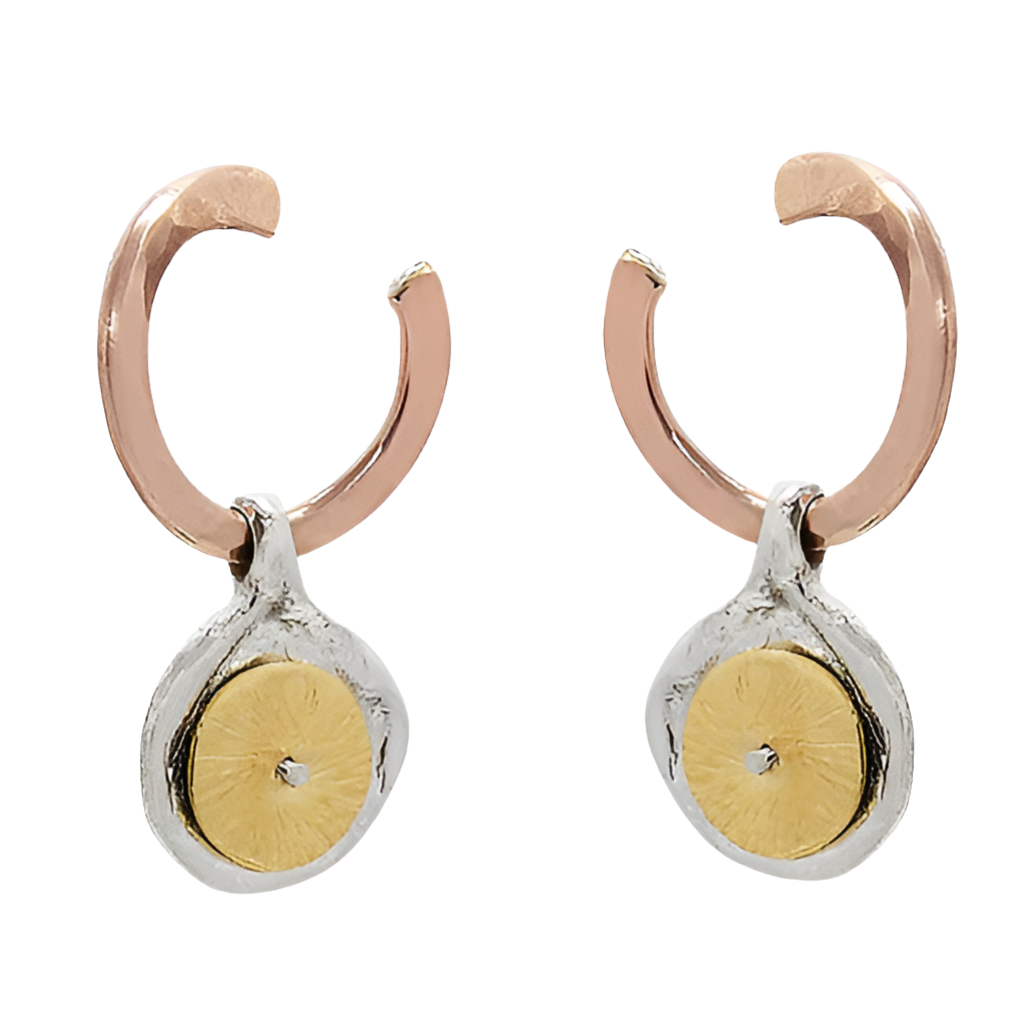 EARRINGS ROUND ROSE GOLD STUD DROPS