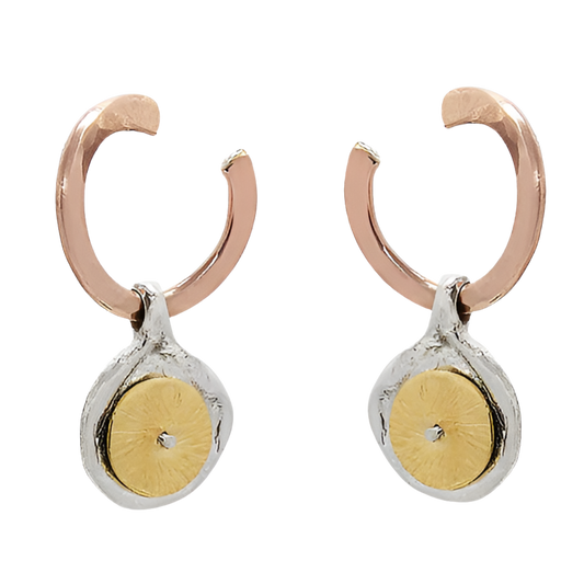 EARRINGS ROUND ROSE GOLD STUD DROPS