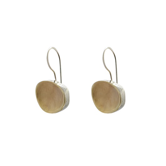 EARRINGS 9CT GOLD AND SILVER ROUND ABSTRACT OVAL