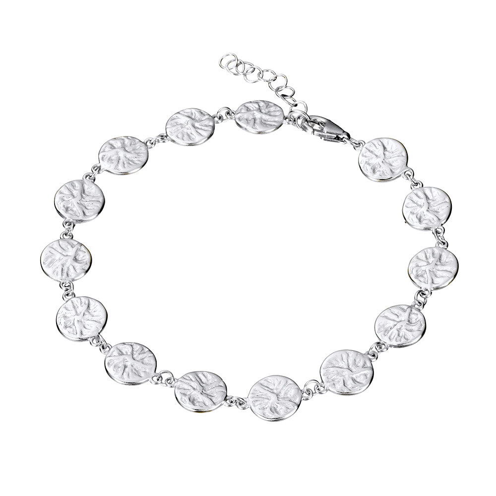 BRACELET STERLING SILVER TEXTURED DISKS