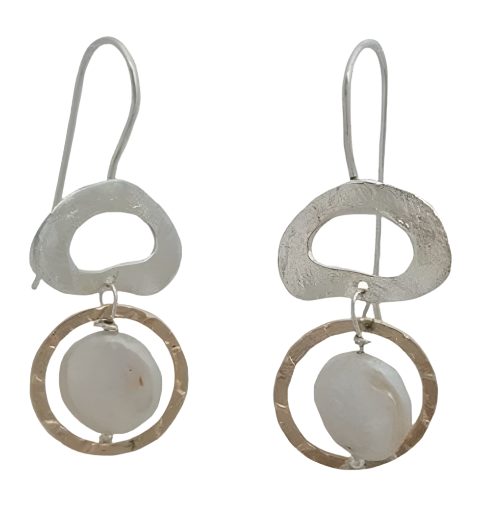 EARRINGS GOLD AND SILVER WITH PEARLS