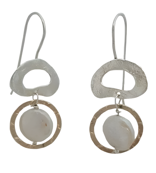 EARRINGS GOLD AND SILVER WITH PEARLS