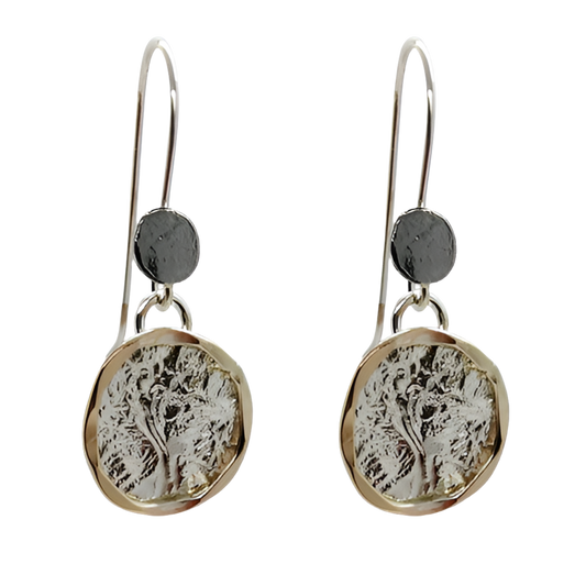 EARRINGS PATTERNED GOLDEN RIMMED DROP