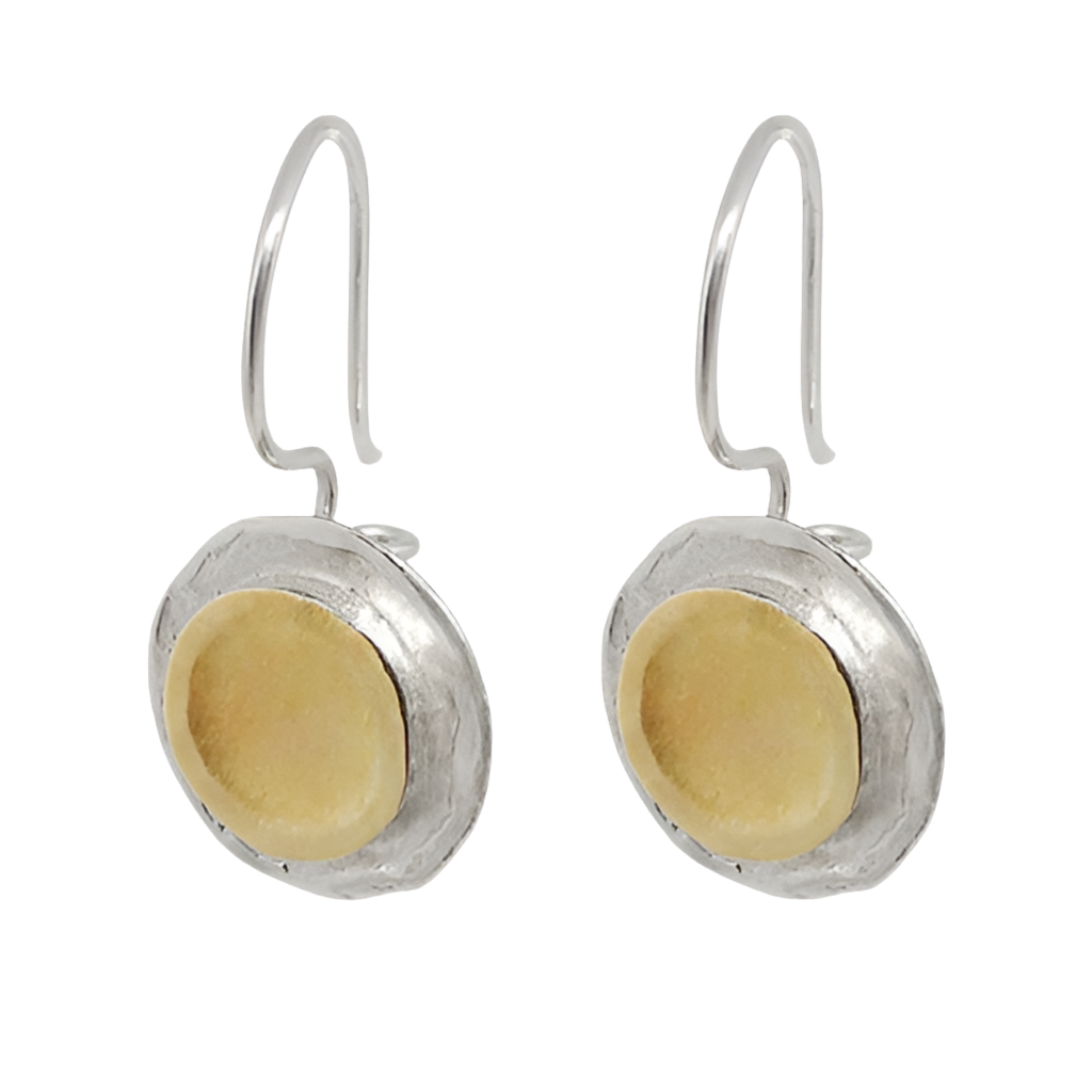 EARRINGS 9CT GOLD AND SILVER ROUND