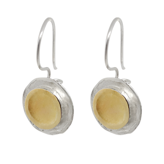 EARRINGS 9CT GOLD AND SILVER ROUND
