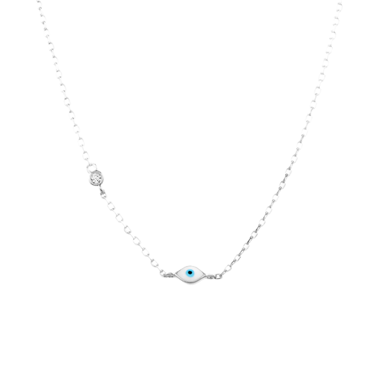 PETITE STERLING SILVER EVIL EYE NECKLACE