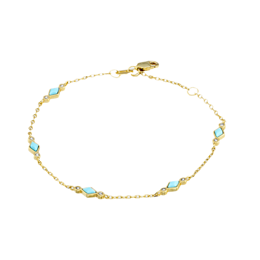 FINE GOLD PLATED BRACELET WITH TURQUOISE DETAILS