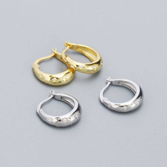 STARS TAPERED HOOPS SILVER