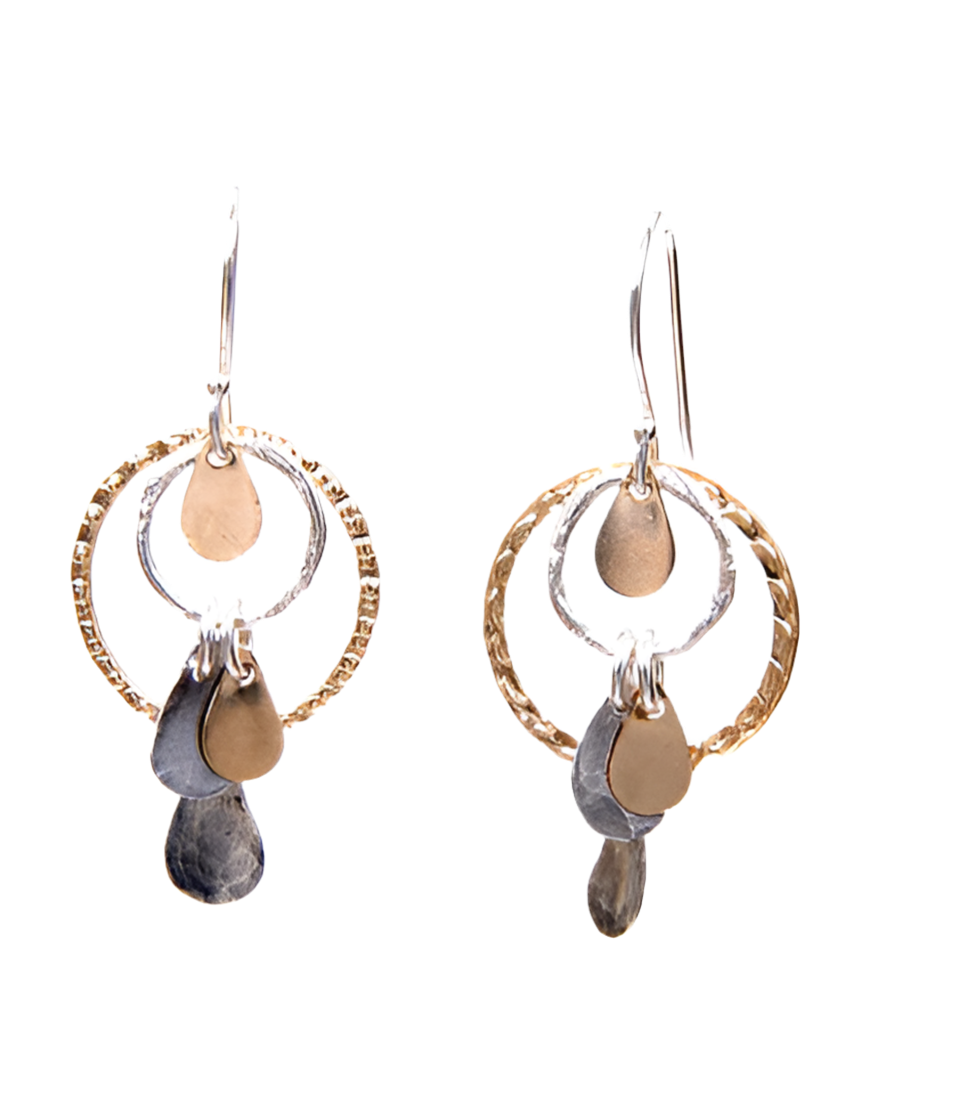 EARRINGS 9CT GOLD AND SILVER LEAF SHAPES