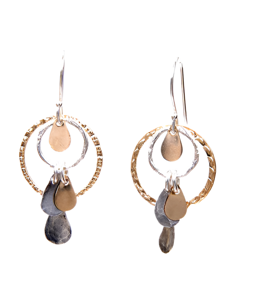 EARRINGS 9CT GOLD AND SILVER LEAF SHAPES