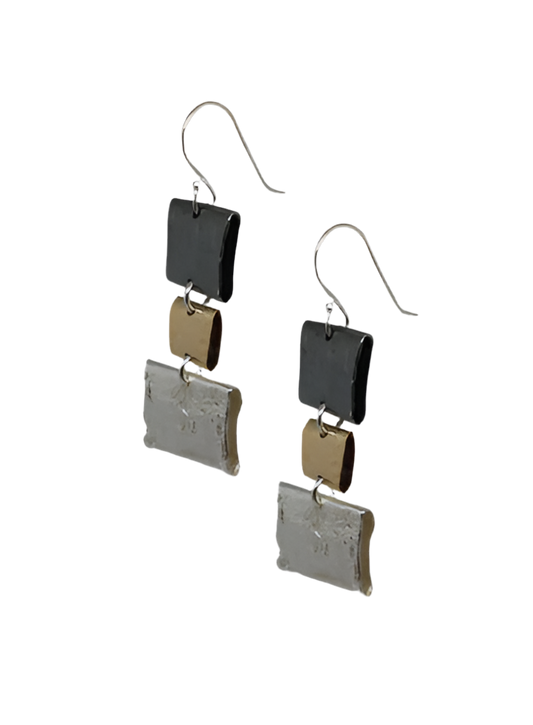 EARRINGS 3 LARGE SQUARE DROPS