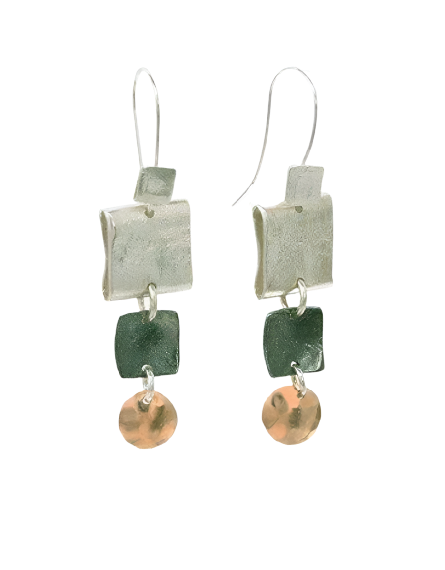 EARRINGS FOUR SQUARE DROPS HANDMADE IN ISRAEL