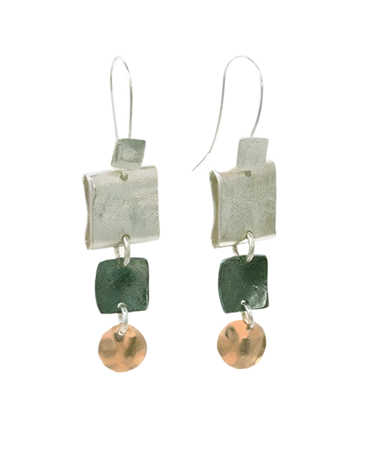 EARRINGS FOUR SQUARE DROPS HANDMADE IN ISRAEL