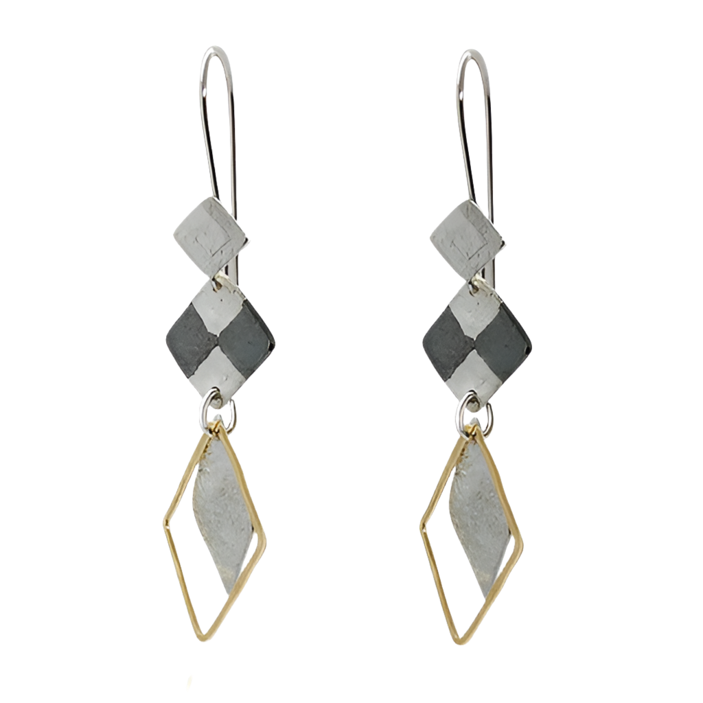 EARRINGS LONG SILVER AND 9CT FILLED DROPS