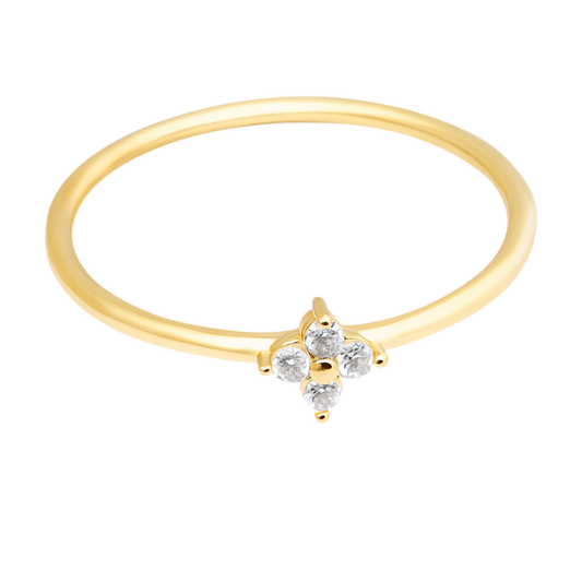 GOLD CZ FLOWER RING