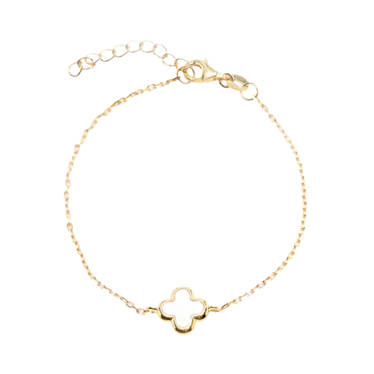 BRACELET CLOVER WHITE MOTHER OF PEARL GOLD PLATED