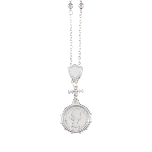 SHIELD & THREEPENCE CABLE CHAIN NECKLACE
