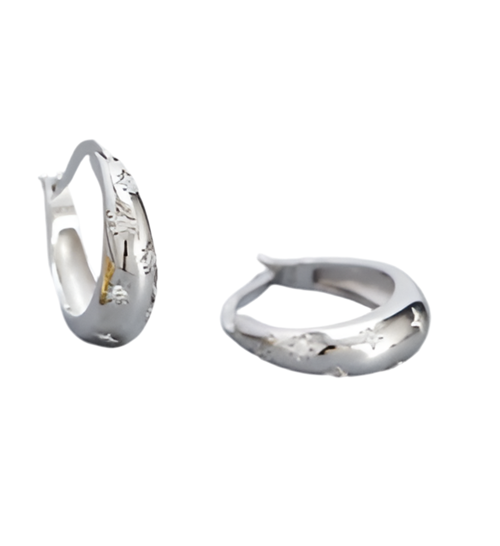 STARS TAPERED HOOPS SILVER