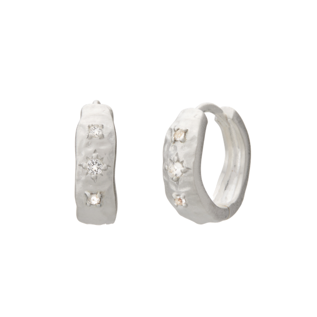 COSMIC LOVE HUGGIE WITH WHITE TOPAZ - STERLING SILVER