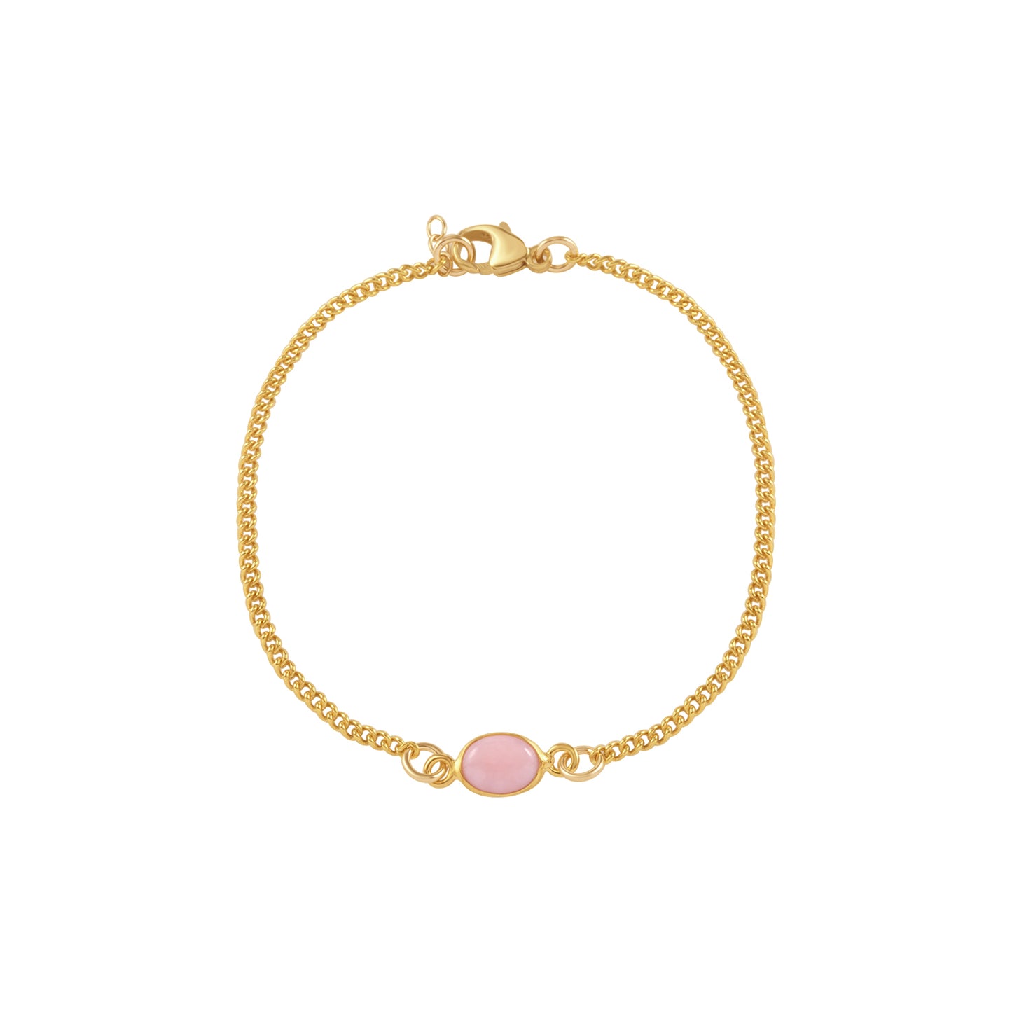 CURB BRACELET WITH OVAL PINK OPAL