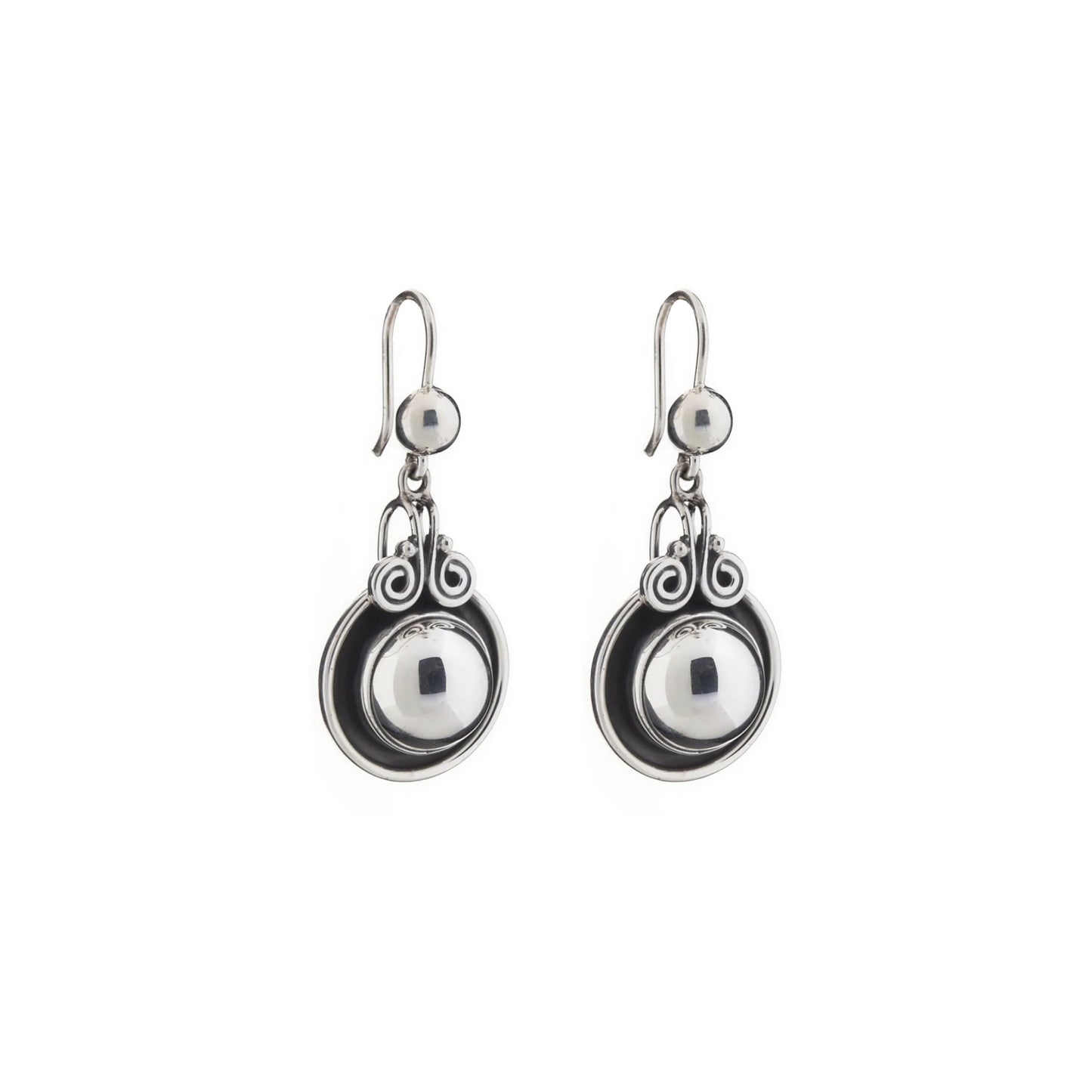 EARRINGS ORNATE OXIDISED BORDER DROPS