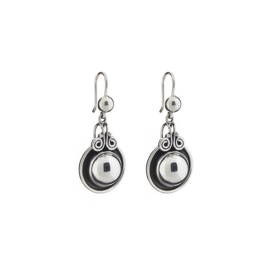 EARRINGS ORNATE OXIDISED BORDER DROPS