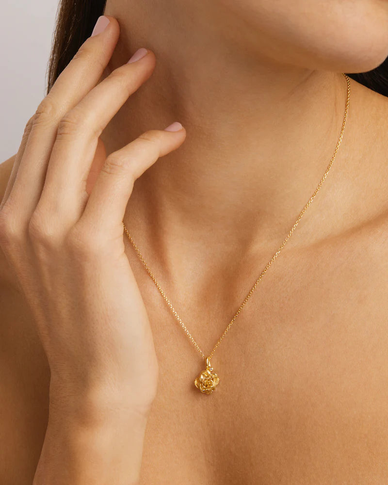 18K GOLD VERMEIL ROSE JUNE BIRTH FLOWER NECKLACE