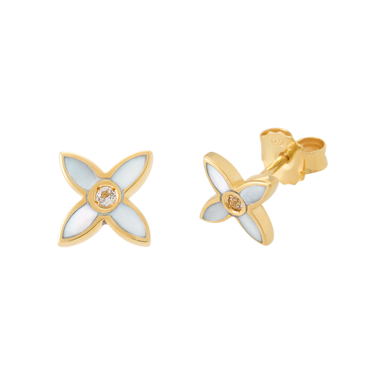 MINI DESERT FLOWER MINI STUDS EARRINGS GOLD PLATED