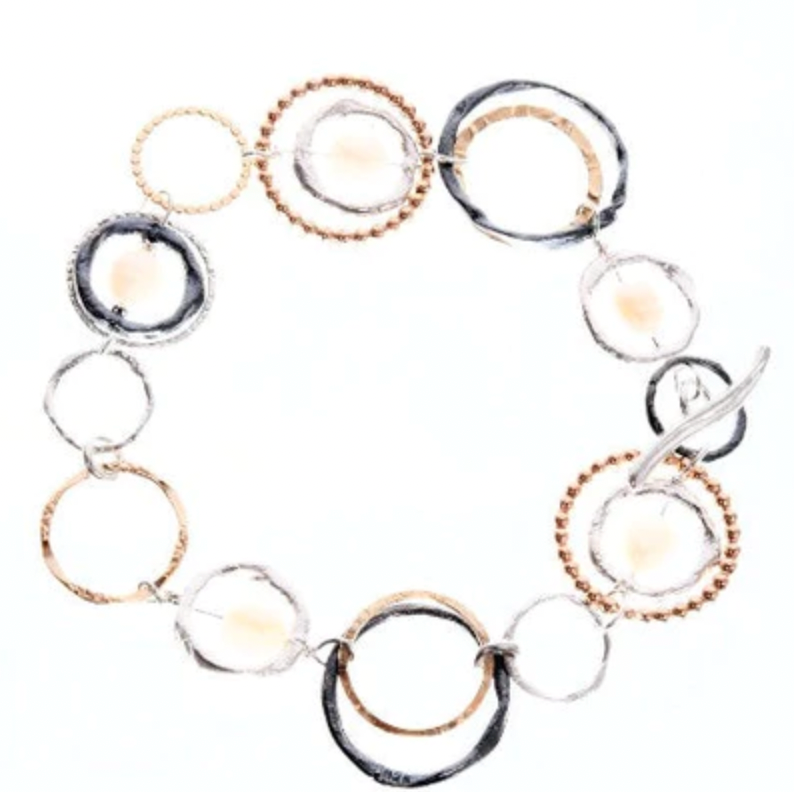 BRACELET STERLING SILVER, GOLD FILLED WITH PEARLS