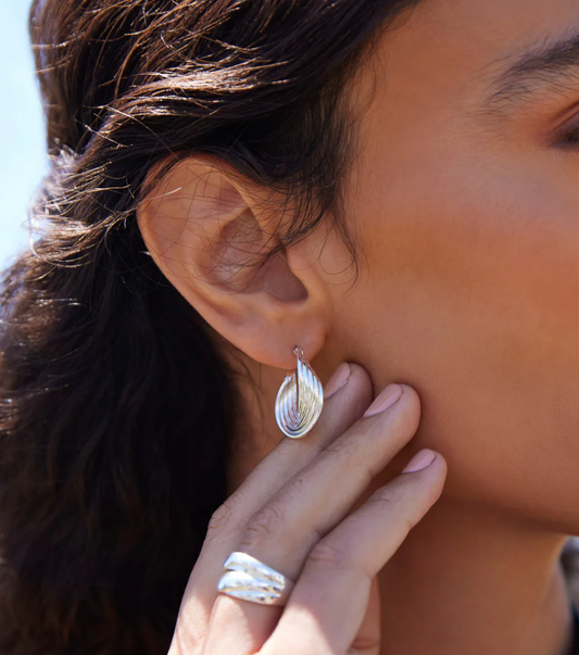 REVIVAL ROUND HOOP EARRINGS (STERLING SILVER)