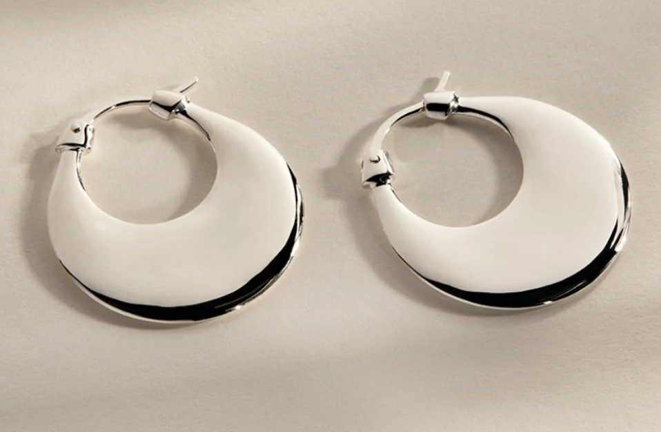 CRESENCE HOOP EARRINGS (STERLING SILVER)