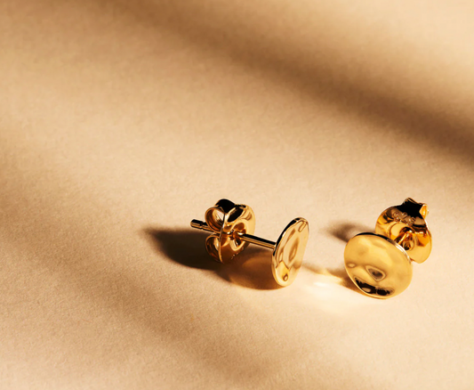 DOUBLE BEAT YELLOW GOLD STUD EARRING