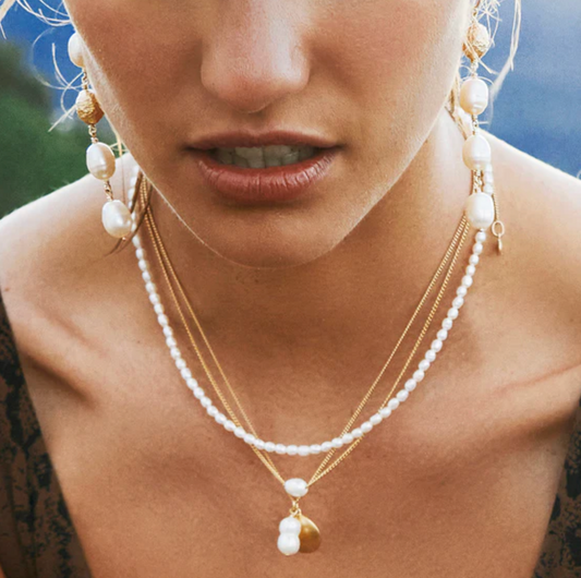 MINI PEARL TEARDROP NECKLACE - GOLD