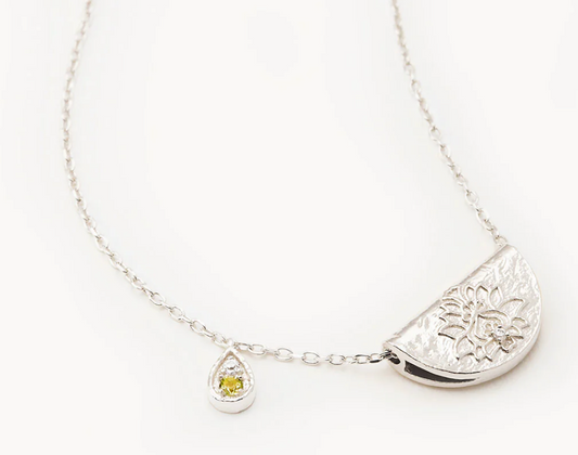 PROTECT YOUR HEART LOTUS BIRTHSTONE NECKLACE - AUGUST