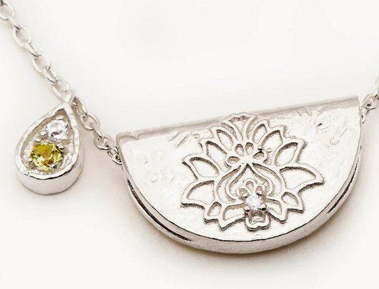 PROTECT YOUR HEART LOTUS BIRTHSTONE NECKLACE - AUGUST