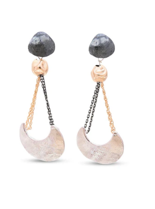 EARRINGS CHAINS WITH SEMI CIRCLE  HANDMADE IN ISRAEL