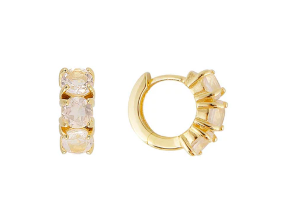 ROSE QUARTZ HUGGIES - GOLD