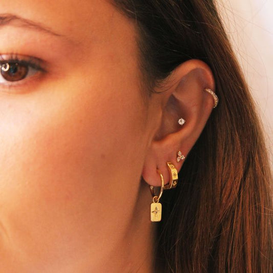 DESERT FLOWER RECTANGLE HOOPS - GOLD