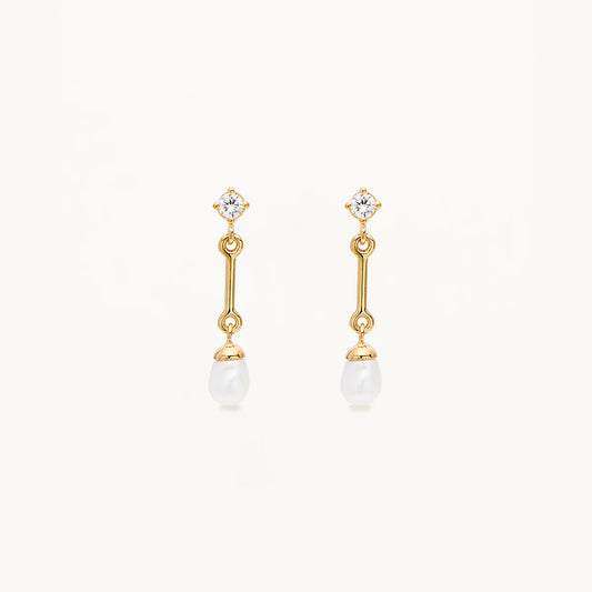 GOLD EMBRACE STILLNESS PEARL DROP EARRINGS