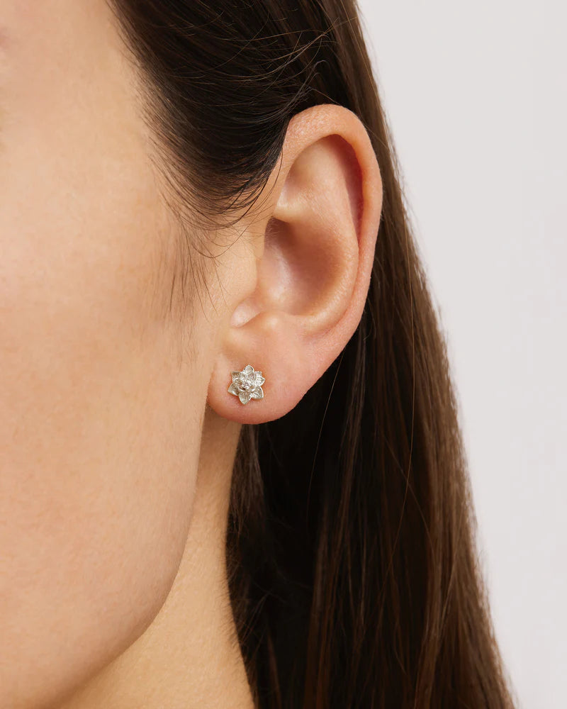 Sterling Silver Bloom Within Lotus Stud Earrings