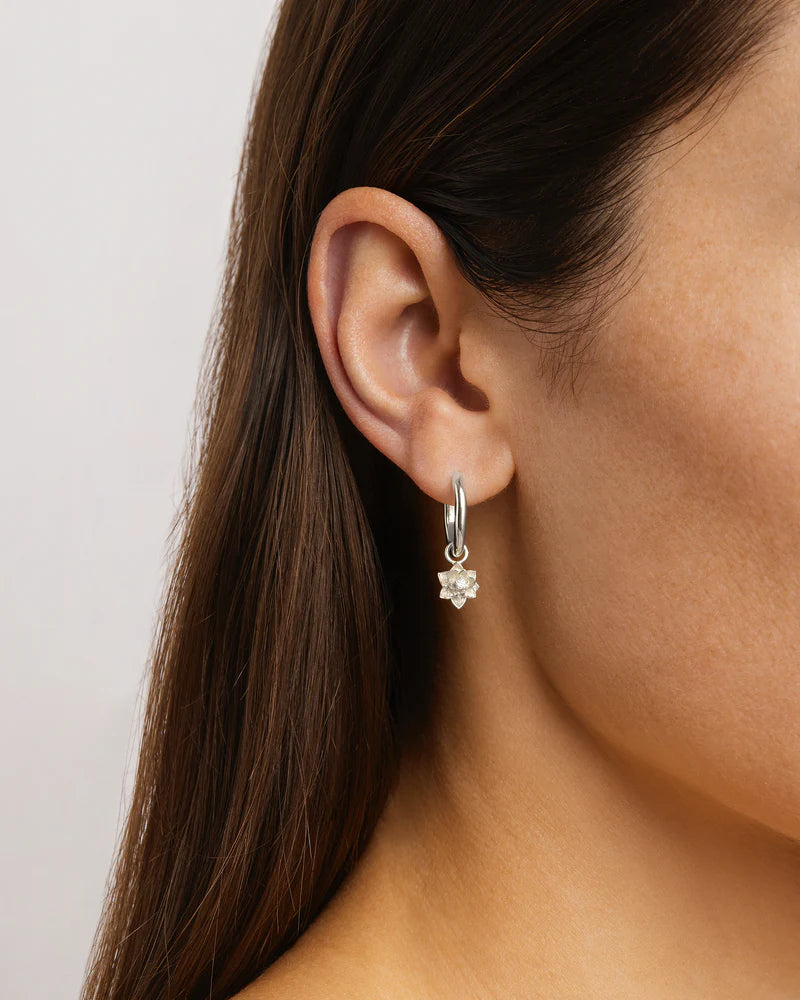 Sterling Silver Bloom Within Lotus Hoops