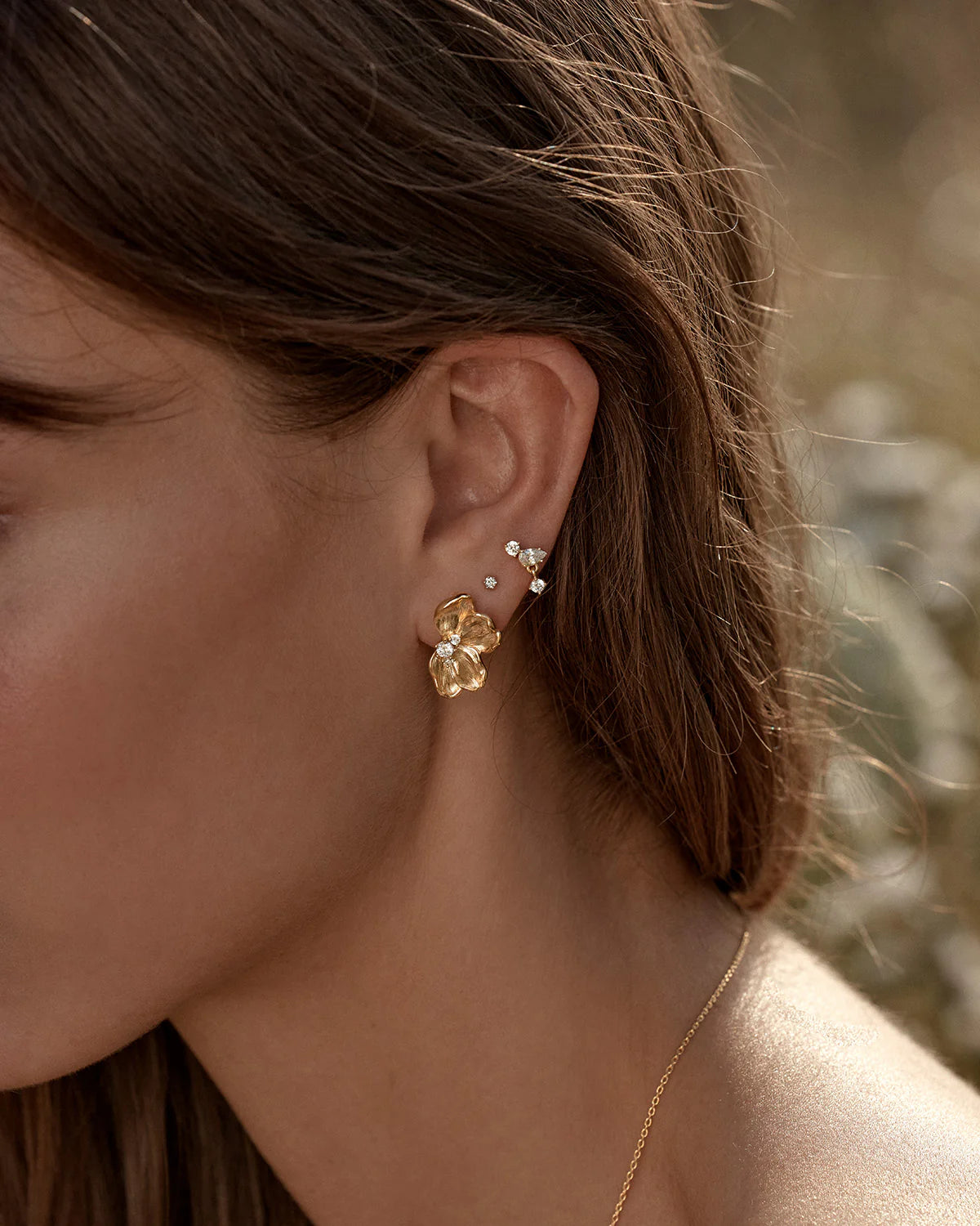 18k Gold Plated Serene Lotus Statement Earrings