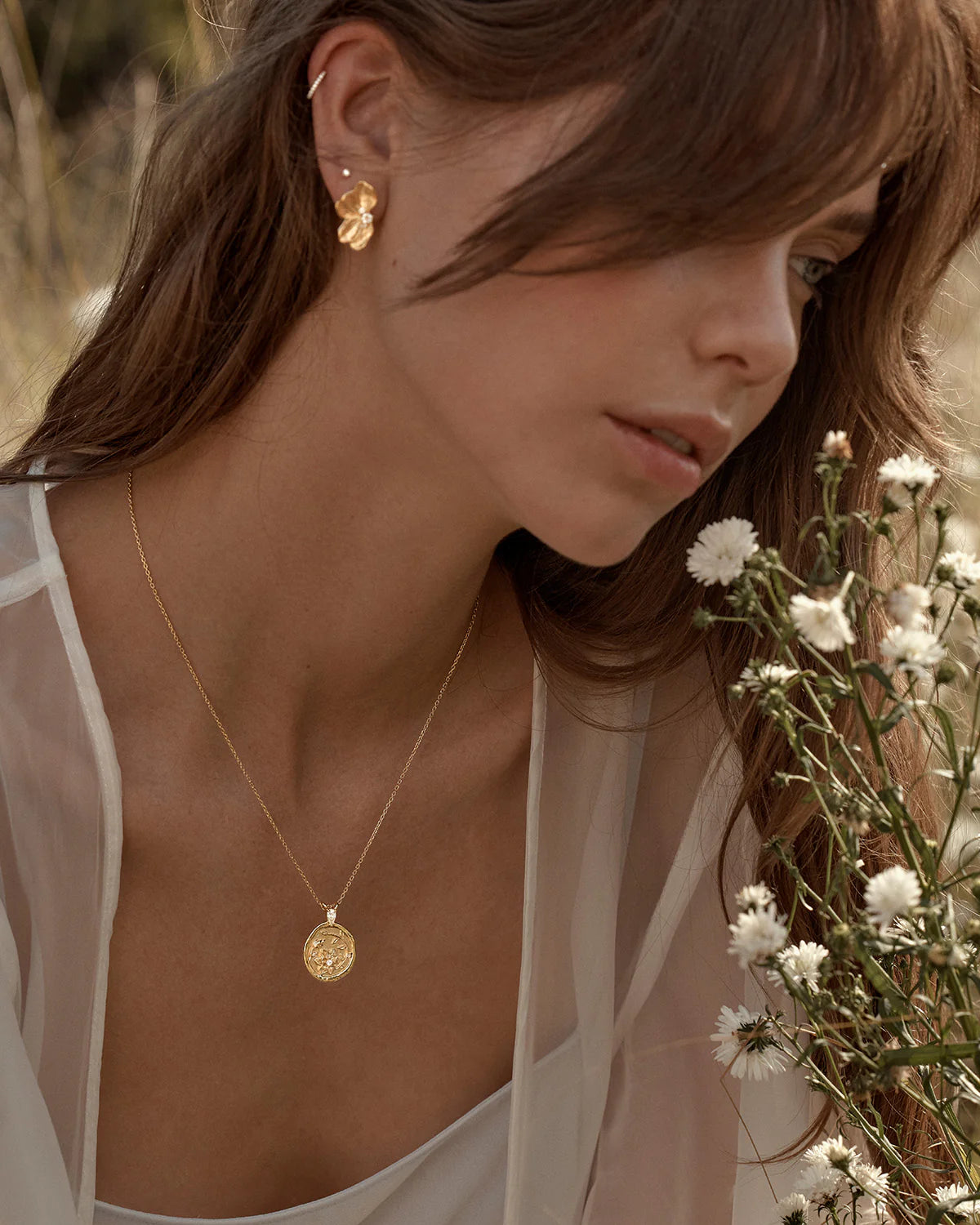 18k Gold Plated Serene Lotus Statement Earrings
