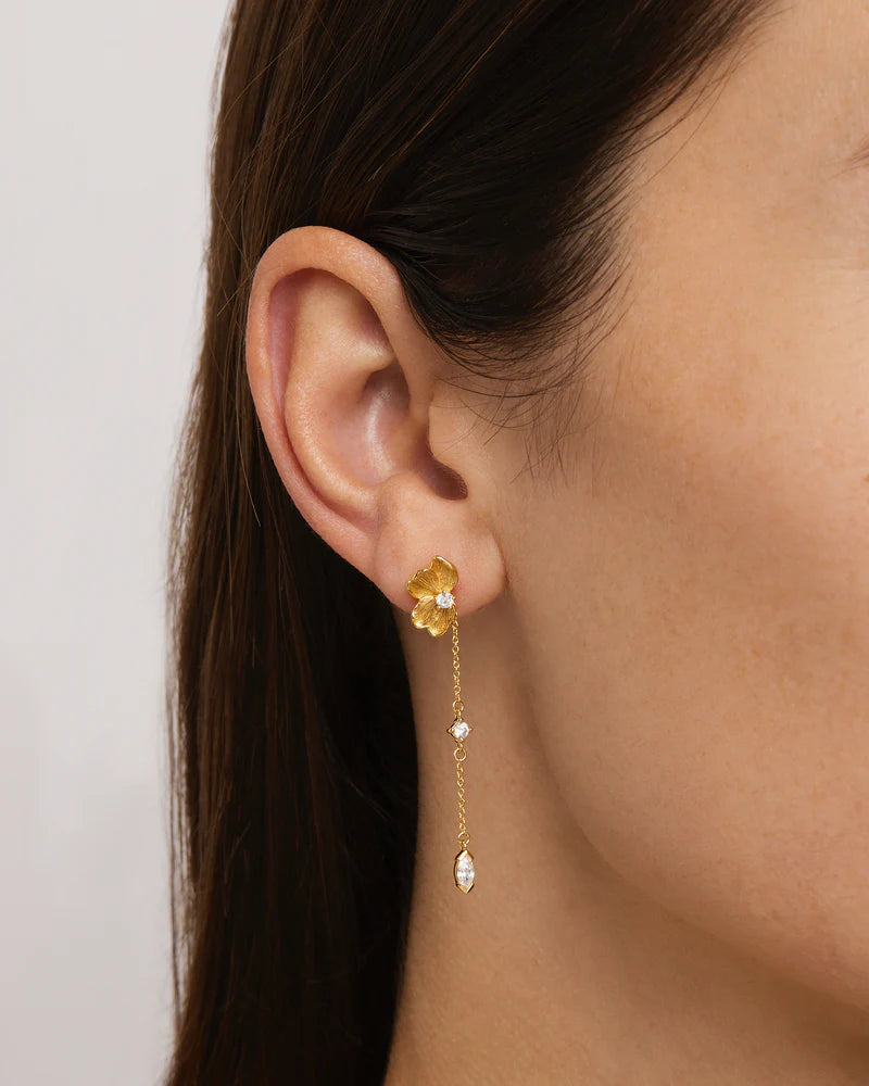 18k Gold Vermeil Serene Lotus Chain Earrings
