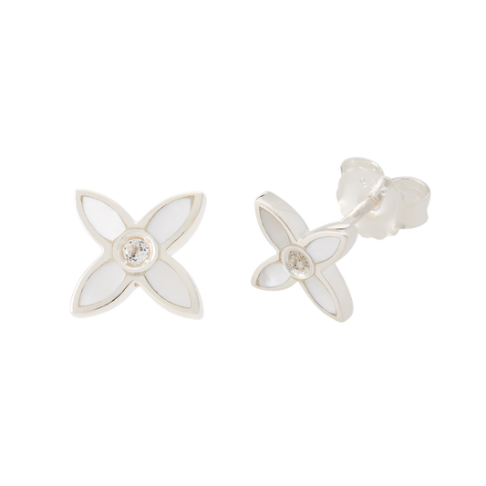 MINI DESERT FLOWER MINI STUDS EARRINGS SILVER