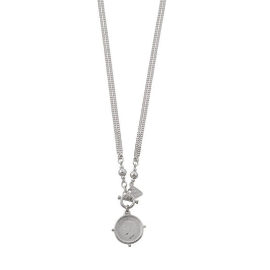 DOUBLE CURB NECKLACE WITH SIXPENCE