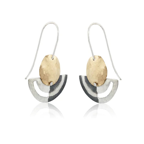 HANDMADE THREE TONE SEMI/ FULL CIRCLE HOOK EARRINGS